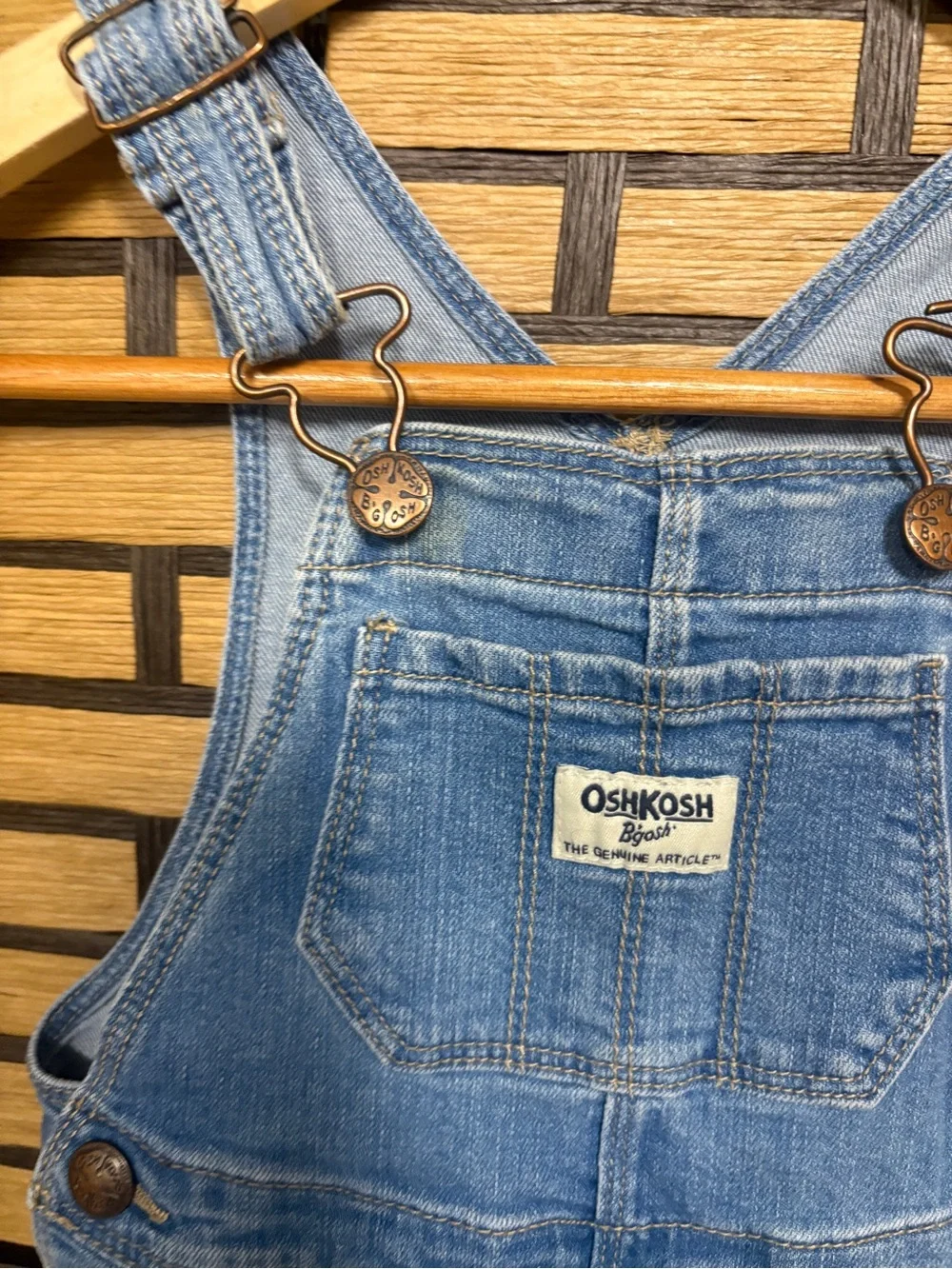 Osh Kosh Denim Shortalls With Lace Hem Size 2T